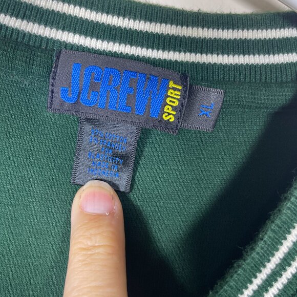 J Crew Sport Men's High Neck Forest Green Long Sleeve Shirt XL Cotton Blend! - Picture 3 of 4